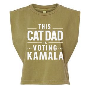 Cat Dad Voting For Kamala President Harris 2024 Vote Blue Gift Garment-Dyed Women's Muscle Tee