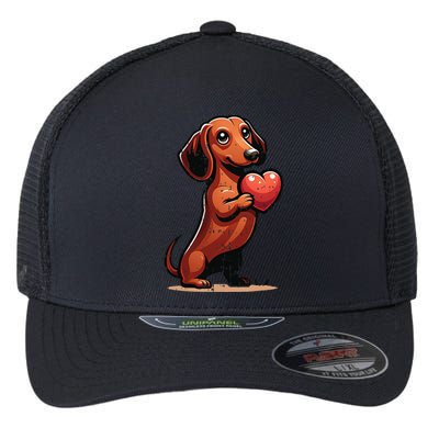 Cute Dachshund Valentines Day Heart Lover Dog Mom Dad Women Flexfit Unipanel Trucker Cap