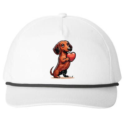 Cute Dachshund Valentines Day Heart Lover Dog Mom Dad Women Snapback Five-Panel Rope Hat