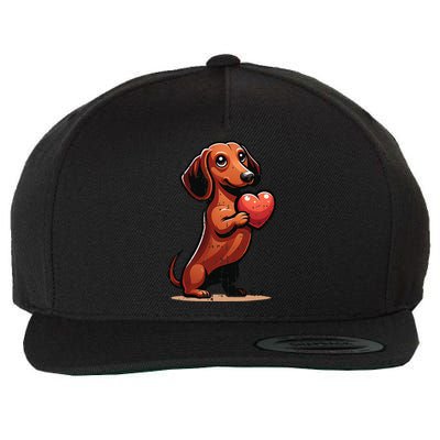 Cute Dachshund Valentines Day Heart Lover Dog Mom Dad Women Wool Snapback Cap