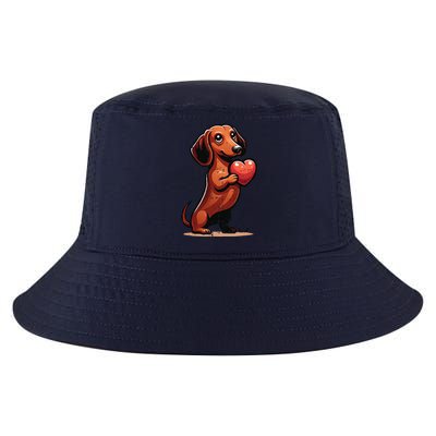 Cute Dachshund Valentines Day Heart Lover Dog Mom Dad Women Cool Comfort Performance Bucket Hat