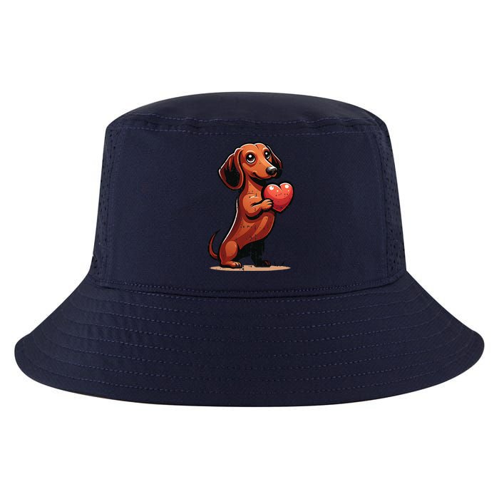 Cute Dachshund Valentines Day Heart Lover Dog Mom Dad Women Cool Comfort Performance Bucket Hat