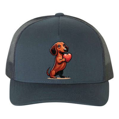 Cute Dachshund Valentines Day Heart Lover Dog Mom Dad Women Yupoong Adult 5-Panel Trucker Hat