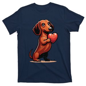 Cute Dachshund Valentines Day Heart Lover Dog Mom Dad Women T-Shirt