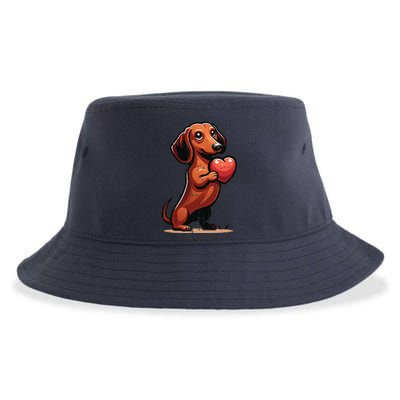 Cute Dachshund Valentines Day Heart Lover Dog Mom Dad Women Sustainable Bucket Hat