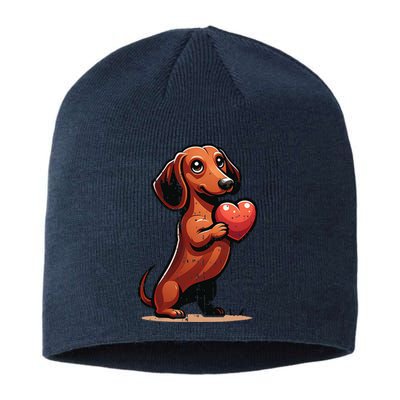 Cute Dachshund Valentines Day Heart Lover Dog Mom Dad Women Sustainable Beanie