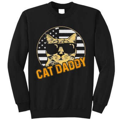 Cat Daddy Vintage Cat 80s Retro USA 4th of July For Cat Dad Sweatshirt