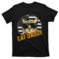 Cat Daddy Vintage Cat 80s Retro USA 4th of July For Cat Dad T-Shirt