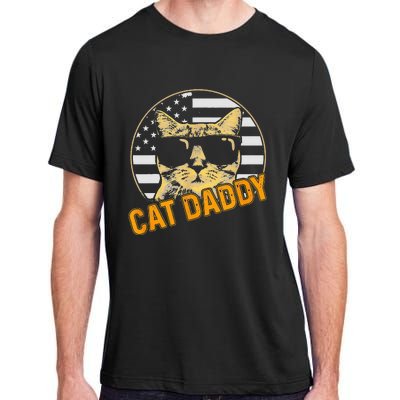 Cat Daddy Vintage Cat 80s Retro USA 4th of July For Cat Dad Adult ChromaSoft Performance T-Shirt