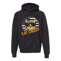 Cat Daddy Vintage Cat 80s Retro USA 4th of July For Cat Dad Premium Hoodie