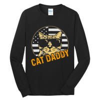 Cat Daddy Vintage Cat 80s Retro USA 4th of July For Cat Dad Tall Long Sleeve T-Shirt