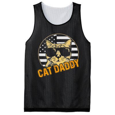 Cat Daddy Vintage Cat 80s Retro USA 4th of July For Cat Dad Mesh Reversible Basketball Jersey Tank