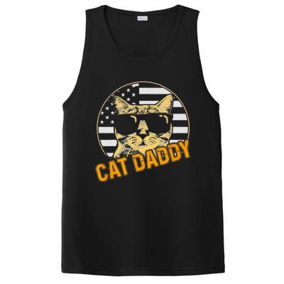 Cat Daddy Vintage Cat 80s Retro USA 4th of July For Cat Dad PosiCharge Competitor Tank