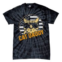 Cat Daddy Vintage Cat 80s Retro USA 4th of July For Cat Dad Tie-Dye T-Shirt