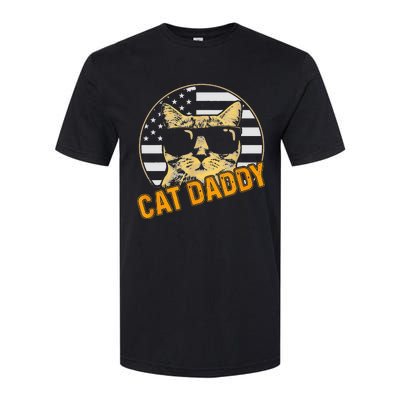 Cat Daddy Vintage Cat 80s Retro USA 4th of July For Cat Dad Softstyle CVC T-Shirt