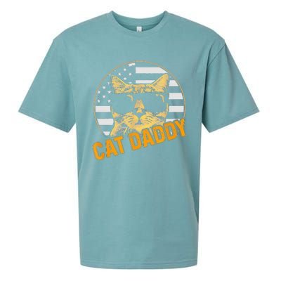 Cat Daddy Vintage Cat 80s Retro USA 4th of July For Cat Dad Sueded Cloud Jersey T-Shirt