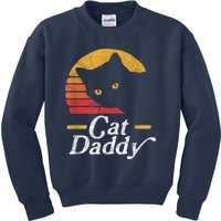 Cat Daddy Vintage Eighties Style Cat Retro Distressed Kids Sweatshirt