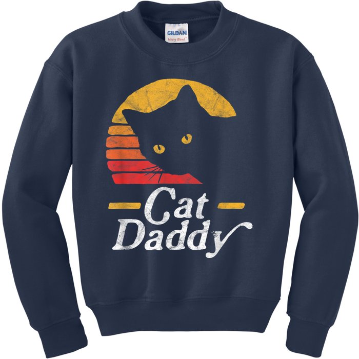 Cat Daddy Vintage Eighties Style Cat Retro Distressed Kids Sweatshirt