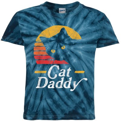 Cat Daddy Vintage Eighties Style Cat Retro Distressed Kids Tie-Dye T-Shirt