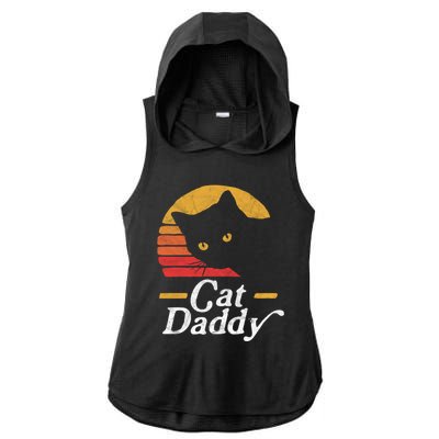 Cat Daddy Vintage Eighties Style Cat Retro Distressed Funny Gift Ladies PosiCharge Tri-Blend Wicking Draft Hoodie Tank