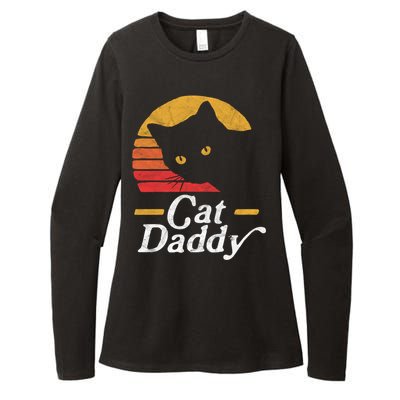 Cat Daddy Vintage Eighties Style Cat Retro Distressed Funny Gift Womens CVC Long Sleeve Shirt