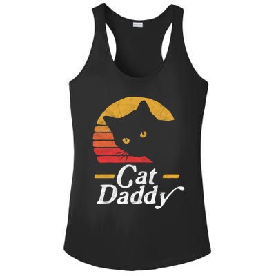 Cat Daddy Vintage Eighties Style Cat Retro Distressed Funny Gift Ladies PosiCharge Competitor Racerback Tank