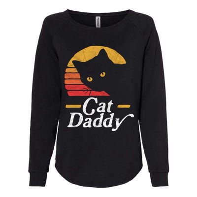 Cat Daddy Vintage Eighties Style Cat Retro Distressed Funny Gift Womens California Wash Sweatshirt