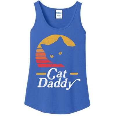 Cat Daddy Vintage Eighties Style Cat Retro Distressed Funny Gift Ladies Essential Tank