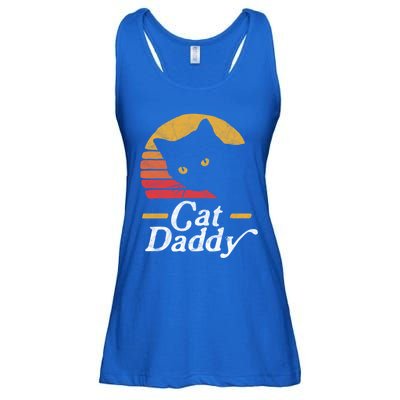 Cat Daddy Vintage Eighties Style Cat Retro Distressed Funny Gift Ladies Essential Flowy Tank