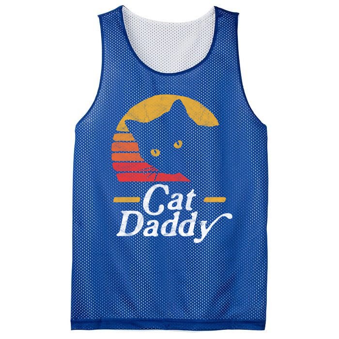 Cat Daddy Vintage Eighties Style Cat Retro Distressed Funny Gift Mesh Reversible Basketball Jersey Tank