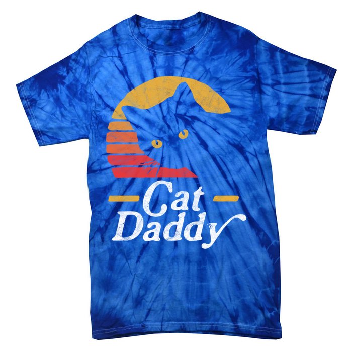 Cat Daddy Vintage Eighties Style Cat Retro Distressed Funny Gift Tie-Dye T-Shirt