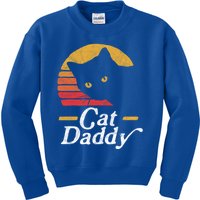 Cat Daddy Vintage Eighties Style Cat Retro Distressed Funny Gift Kids Sweatshirt