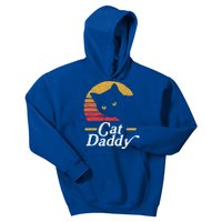 Cat Daddy Vintage Eighties Style Cat Retro Distressed Funny Gift Kids Hoodie