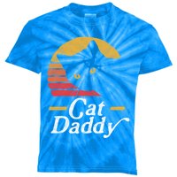 Cat Daddy Vintage Eighties Style Cat Retro Distressed Funny Gift Kids Tie-Dye T-Shirt