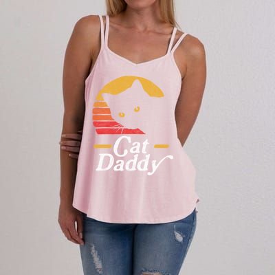 Cat Daddy Vintage Eighties Style Cat Retro Distressed Funny Gift Women's Strappy Tank