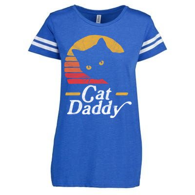 Cat Daddy Vintage Eighties Style Cat Retro Distressed Funny Gift Enza Ladies Jersey Football T-Shirt