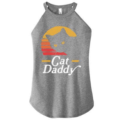 Cat Daddy Vintage Eighties Style Cat Retro Distressed Funny Gift Women's Perfect Tri Rocker Tank