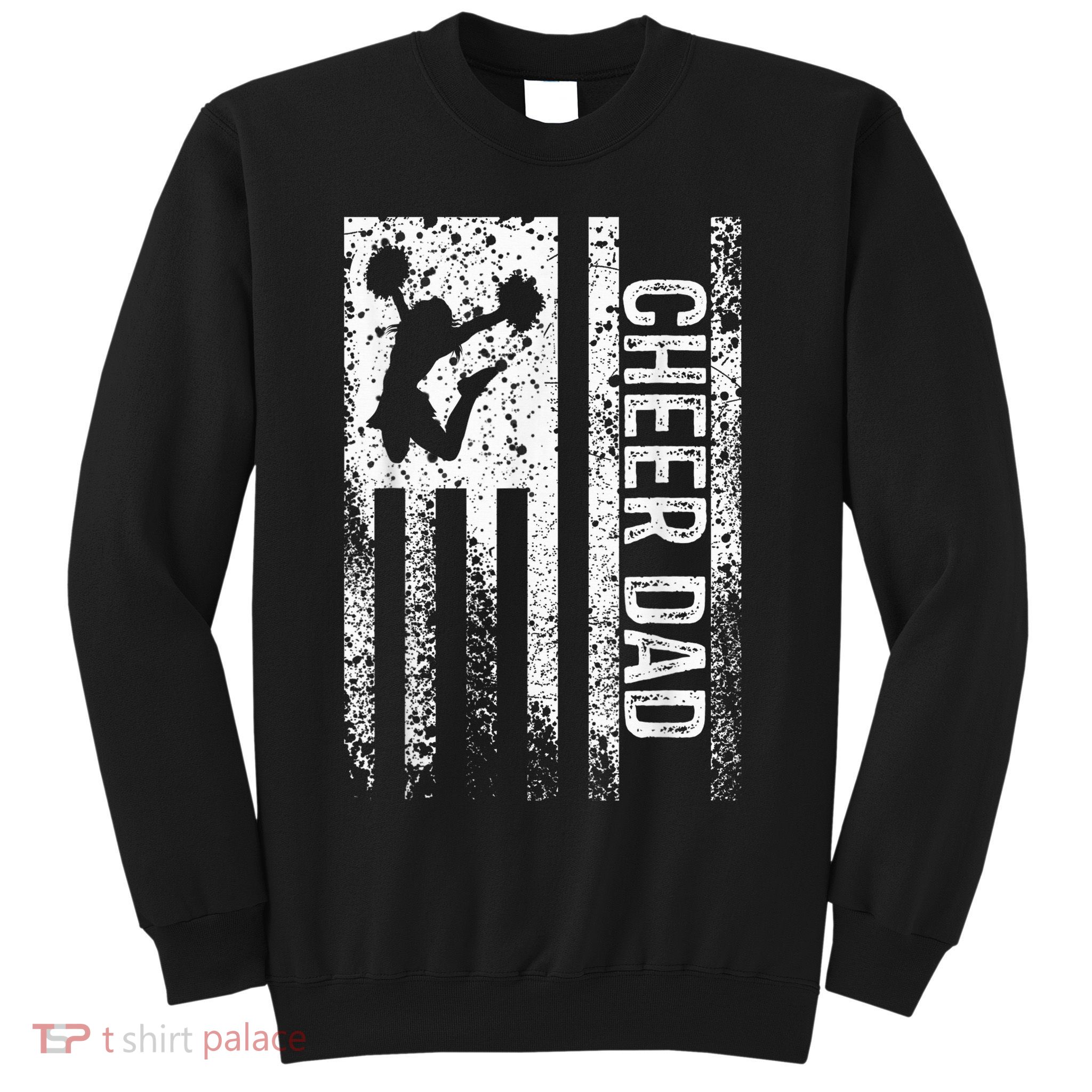 Cheer Dad Vintage American Flag Father Cheerleader Squad Sweatshirt