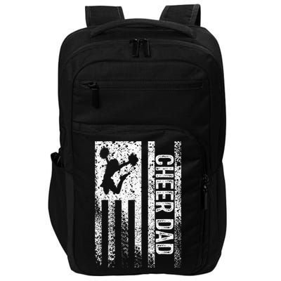  Cheer Dad Vintage American Flag Father Cheerleader Squad Impact Tech Backpack