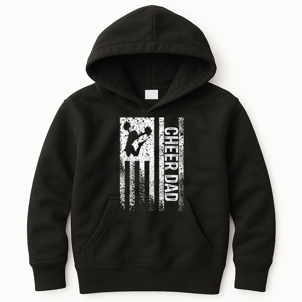  Cheer Dad Vintage American Flag Father Cheerleader Squad Kids Hoodie