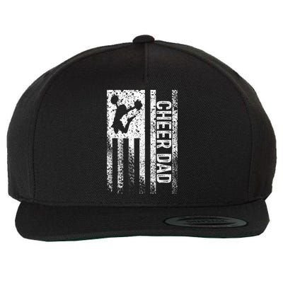  Cheer Dad Vintage American Flag Father Cheerleader Squad Wool Snapback Cap