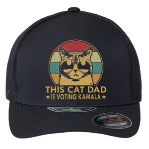 Cat Dad Voting For Kamalaharris President 2024 Vote Blue Flexfit Unipanel Trucker Cap