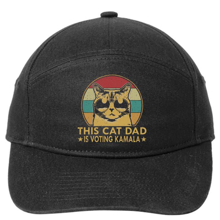 Cat Dad Voting For Kamalaharris President 2024 Vote Blue 7-Panel Snapback Hat