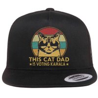 Cat Dad Voting For Kamalaharris President 2024 Vote Blue Flat Bill Trucker Hat