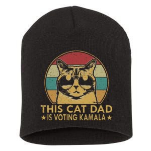 Cat Dad Voting For Kamalaharris President 2024 Vote Blue Short Acrylic Beanie