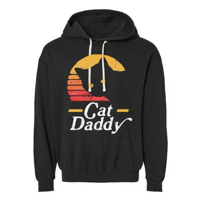Cat Daddy Vintage Eighties Style Cat Retro Distressed Garment-Dyed Fleece Hoodie