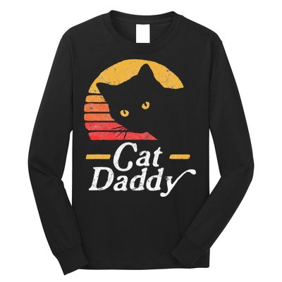 Cat Daddy Vintage Eighties Style Cat Retro Distressed Long Sleeve Shirt