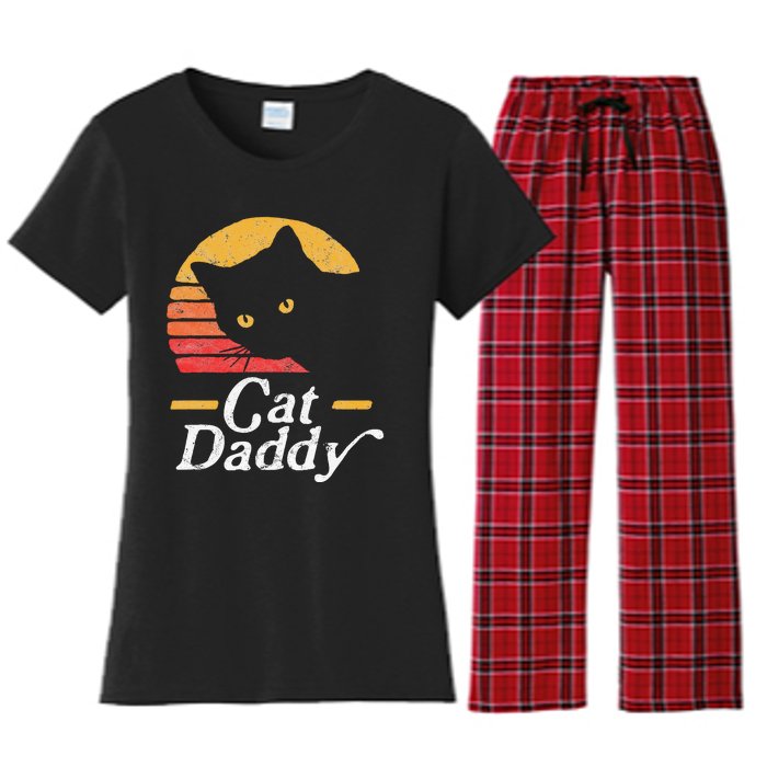 Cat Daddy Vintage Eighties Style Cat Retro Distressed Women's Flannel Pajama Set