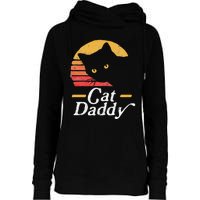 Cat Daddy Vintage Eighties Style Cat Retro Distressed Womens Funnel Neck Pullover Hood