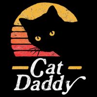 Cat Daddy Vintage Eighties Style Cat Retro Distressed Flat Bill Trucker Hat